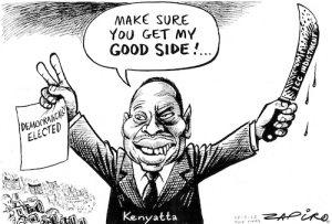 viñeta de Kenyatta presidente de Kenia