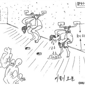 Dibujo de un testigo norcoreano, recogido en el informe de la comisión de la ONU, que ilustra una de las torturas del régimen / Getty Images